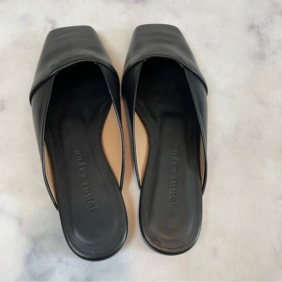Jenni Kayne Mia Black Square Toe Italian Leather Mules Modern Flats NWOB Sz 36 - Picture 6 of 11